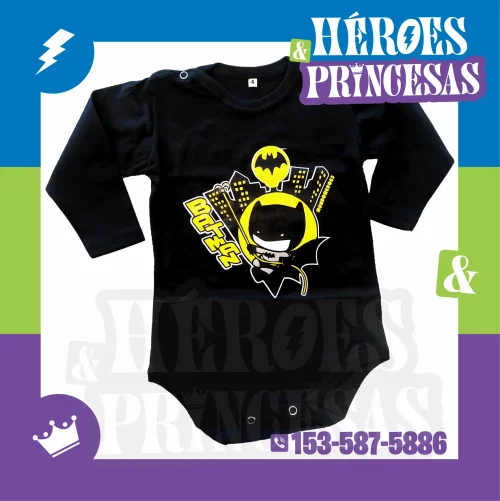 Body para bebé con diseño de Batman estilo cute – ropa infantil Héroes y Princesas Lanús zona sur Argentina