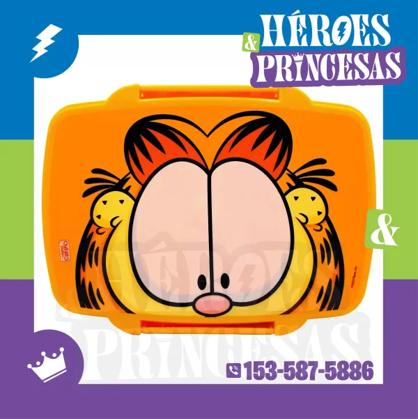 lunchbox_tupper_infantil_garfield_con_diseño_naranja_personaje_clásico_sobre_fondo_colorido_en_lanus_zona_sur_buenos_aires_argentina