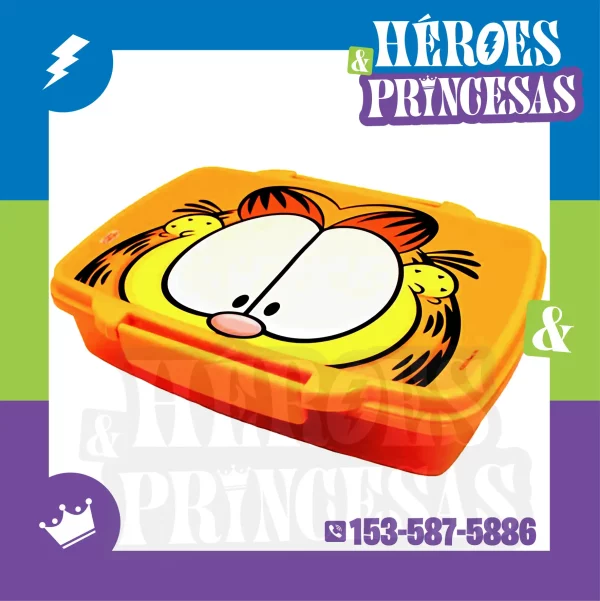 lunchbox_tupper_infantil_garfield_con_diseño_naranja_personaje_clásico_sobre_fondo_colorido_en_lanus_zona_sur_buenos_aires_argentina