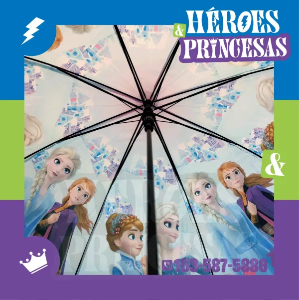 paraguas_infantil_frozen_con_diseño_celeste_ilustraciones_de_anna_y_elsa_castillos_y_copos_de_nieve_en_lanus_buenos_aires_argentina