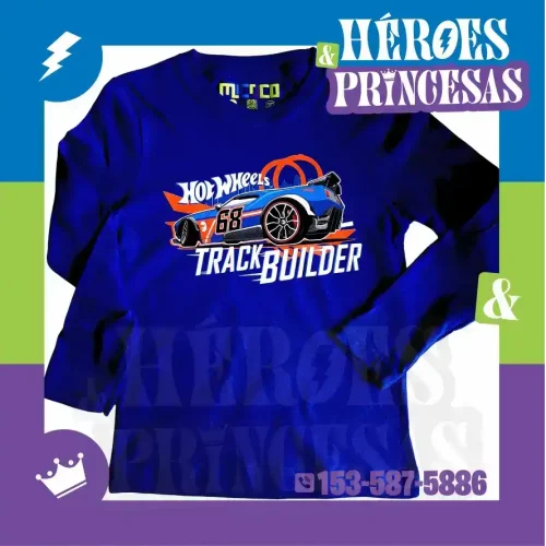 Remera de mangas largas Hot Wheels Track Builder para chicos – micoco de Héroes y Princesas Lanús zona sur Argentina