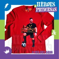 Remera manga larga para chicos con diseño Messi Fortnite GOAT – Héroes y Princesas