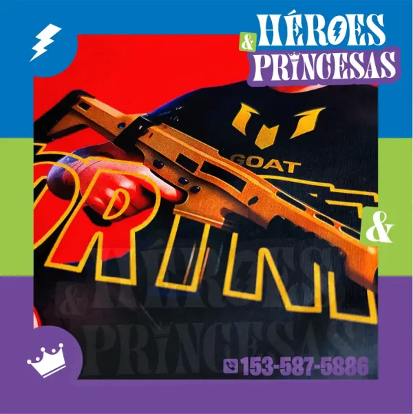 Remera manga larga para chicos con diseño Messi Fortnite GOAT – Héroes y Princesas