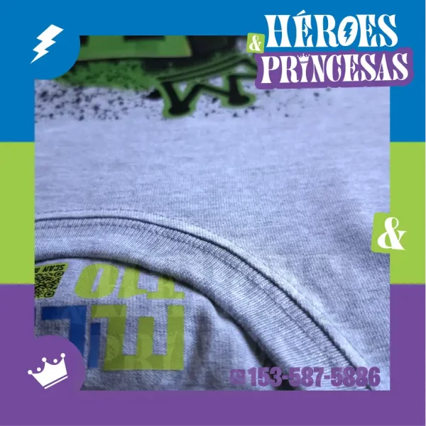 Remera infantil manga larga con diseño Creeper inspirada en Minecraft, marca micoco de Héroes y Princesas