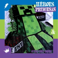 Remera infantil manga larga con diseño Creeper inspirada en Minecraft, marca micoco de Héroes y Princesas