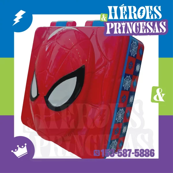 Tupper infantil 3D con diseño de Spiderman. Estilo urbano y tapa segura, ideal para almuerzos o meriendas.