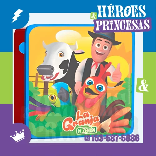 Tupper infantil con diseño de La Granja de Zenón. Ideal para llevar sanguchitos o snacks al jardín o a la escuela.