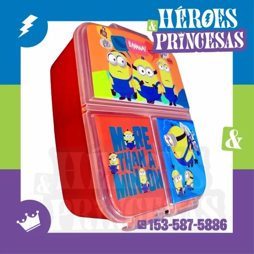 Tupper Minion con divisiones - Viñetera infantil divertida - Héroes y Princesas Argentina