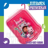 Lunchera infantil rosa con gancho para colgar y diseño ilustrado tipo Casa de Muñecas – Héroes y Princesas Lanús Argentina