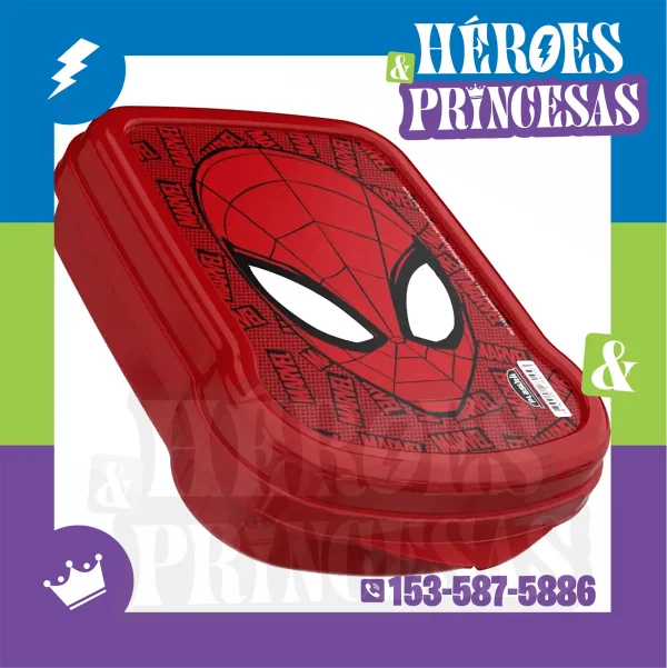 lunchera_spiderman_roja_hermetica_168x131x43mm_heroes_y_princesas_lanus_argentina – tapa fija temática Hombre Araña