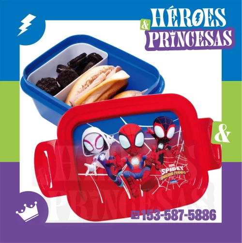 lunchera_spiderman_amazing_friends_marvel_hermetica con diseño colorido de Spidey y amigos, ubicada en Lanús, zona sur Argentina