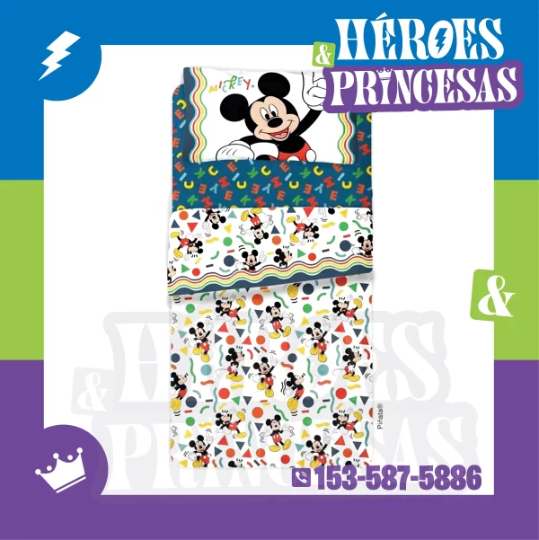 sabanas_infantiles_mickey_pinata_ultra_plush_1-1-2_plaza_heroes-y-princesas_lanus_zona-sur_argentina. Juego de sábanas infantiles con diseño de Mickey en Héroes y Princesas Lanús.