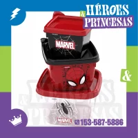 set_tuppers_spiderman_cerrados_apilables_marvel_heroes_y_princesas_lanus_argentina – set x3 PP BPA FREE, microondas/freezer, Lanús