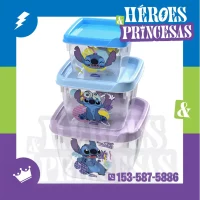 Set de tuppers infantiles Stitch apilables y herméticos para merienda – Héroes y Princesas Lanús Argentina