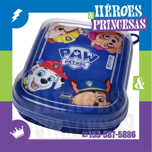 Lunchera tupper hermética de Paw Patrol con tapa ilustrada y cierre a presión – Héroes y Princesas Lanús Argentina