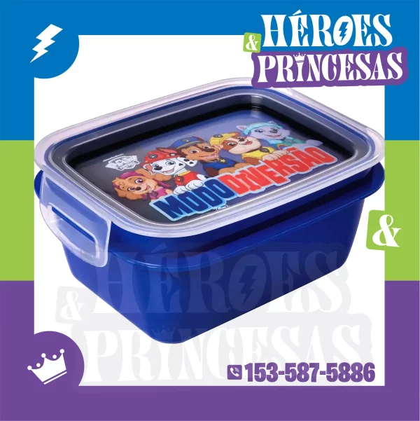 Tupper infantil Paw Patrol “Modo Diversión” cerrado, tapa ilustrada, hermético – Héroes y Princesas Lanús Argentina