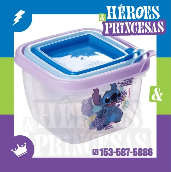 Tupper individual de Stitch hermético ideal para merienda escolar – Héroes y Princesas en Lanús Argentina