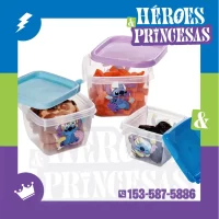 Tuppers infantiles Stitch herméticos para merienda de Héroes y Princesas en Lanús Argentina